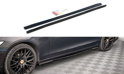 Seitenschweller Ansatz (Paar) passend für Volvo V90 Mk2 schwarz Hochglanz