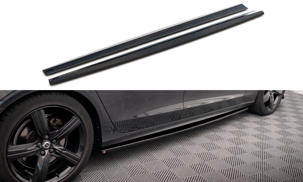 Seitenschweller Ansatz (Paar) passend für Volvo V90 / S90 R-Design Mk2 schwarz Hochglanz