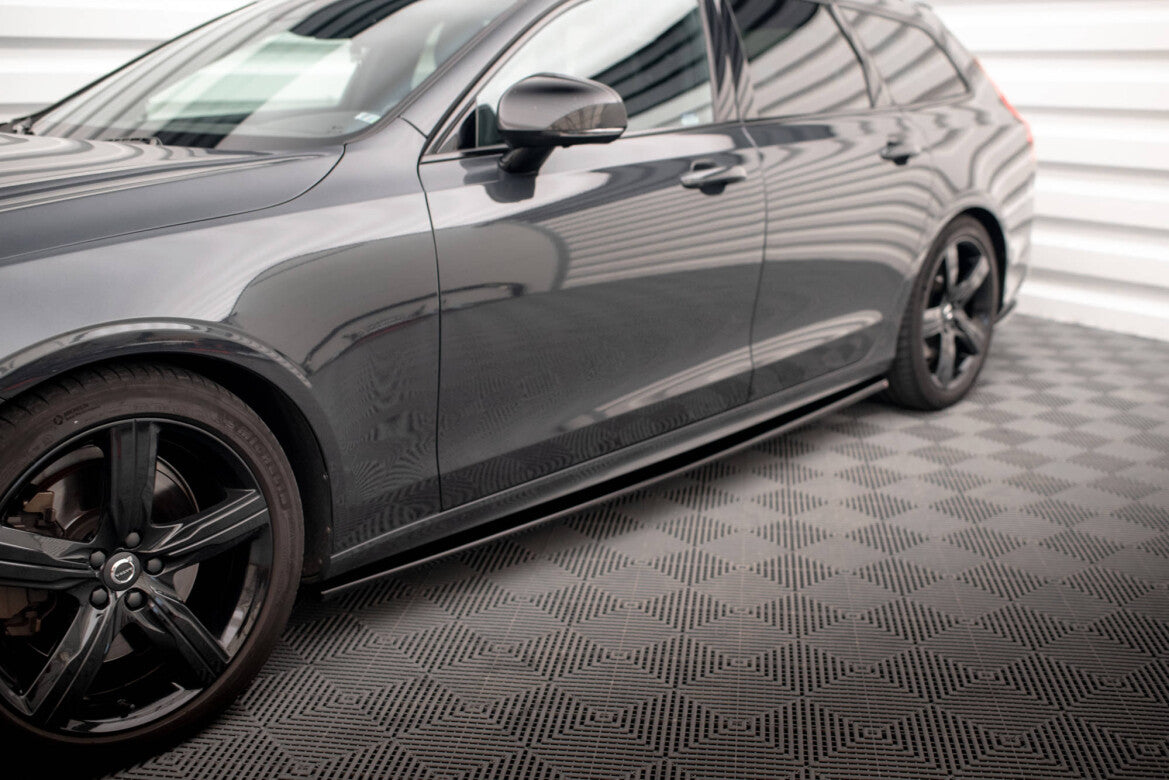 Seitenschweller Ansatz (Paar) passend für Volvo V90 / S90 R-Design Mk2 schwarz Hochglanz