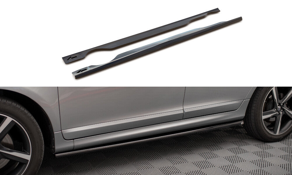 Seitenschweller Ansatz (Paar) passend für Volvo XC60 Mk1 FL schwarz Hochglanz