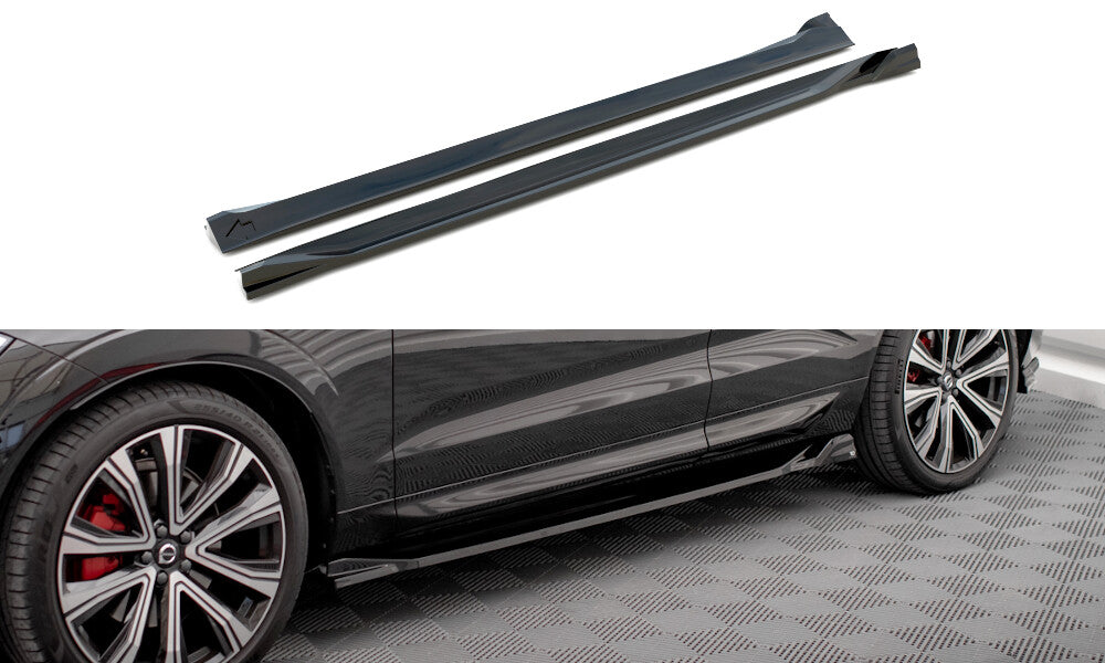 Seitenschweller Ansatz (Paar) passend für Volvo XC60 R-Design Mk2 FL schwarz Hochglanz