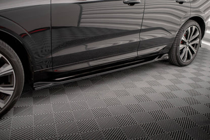 Seitenschweller Ansatz (Paar) passend für Volvo XC60 R-Design Mk2 FL schwarz Hochglanz