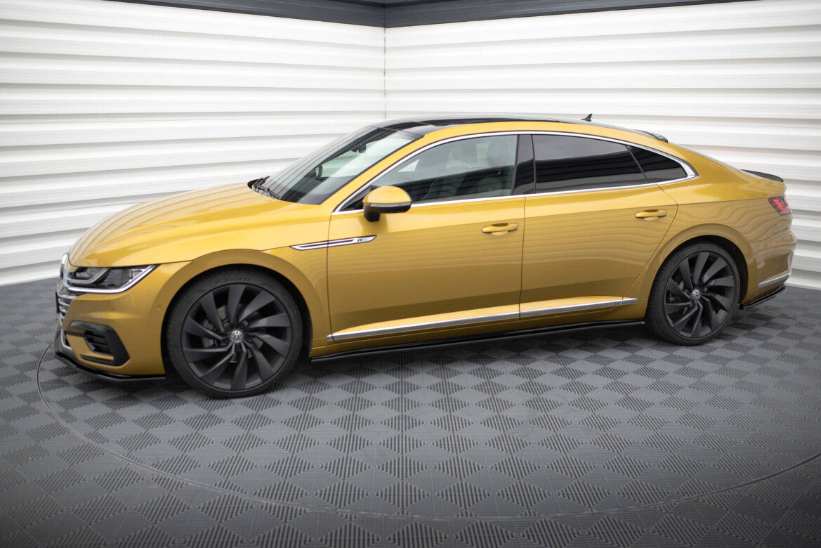 Seitenschweller Ansatz (Paar) passend für VW Arteon R-Line Limousine / Shooting Brake Mk1 schwarz Hochglanz