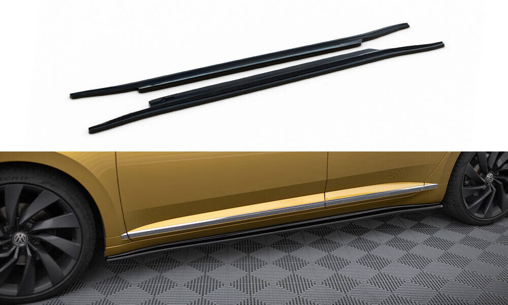 Seitenschweller Ansatz (Paar) passend für VW Arteon R-Line Limousine / Shooting Brake Mk1 schwarz Hochglanz