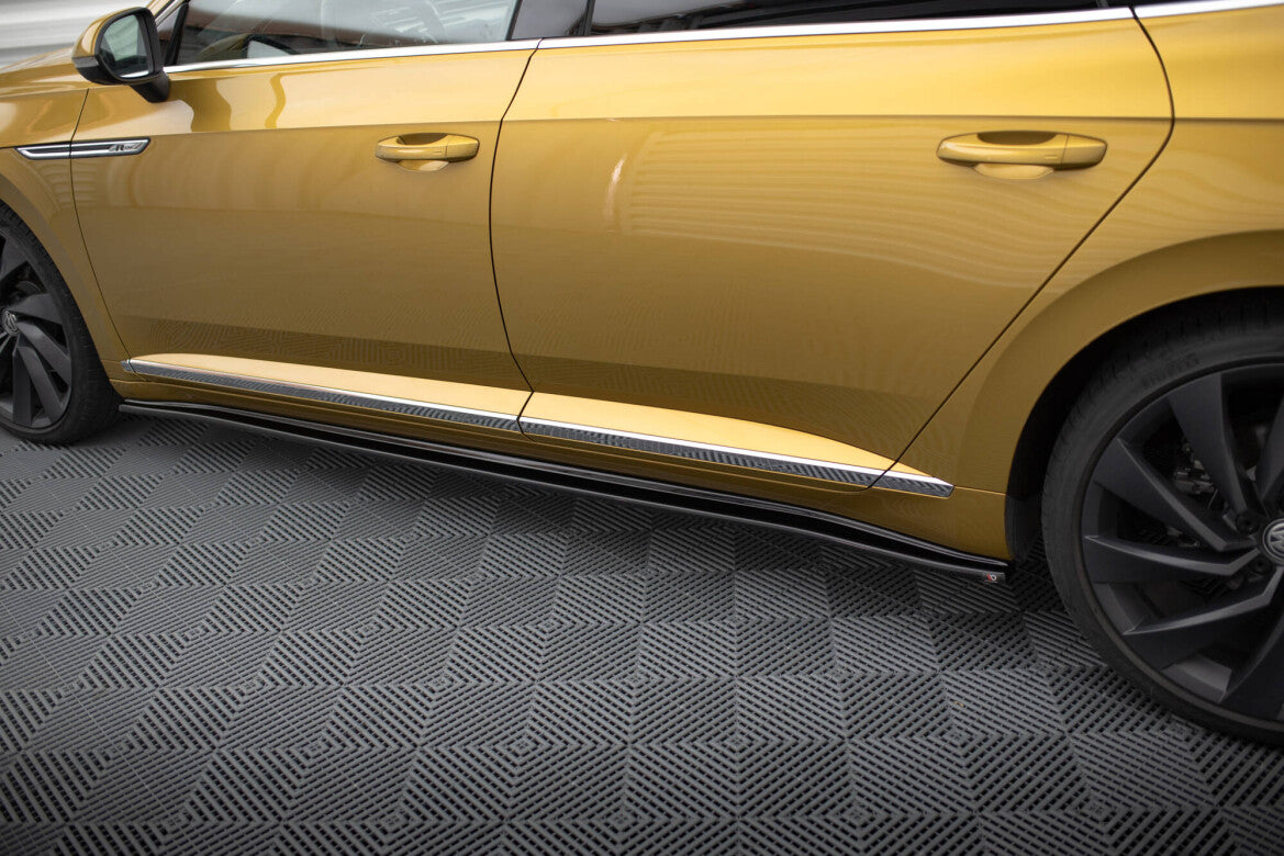 Seitenschweller Ansatz (Paar) passend für VW Arteon R-Line Limousine / Shooting Brake Mk1 schwarz Hochglanz