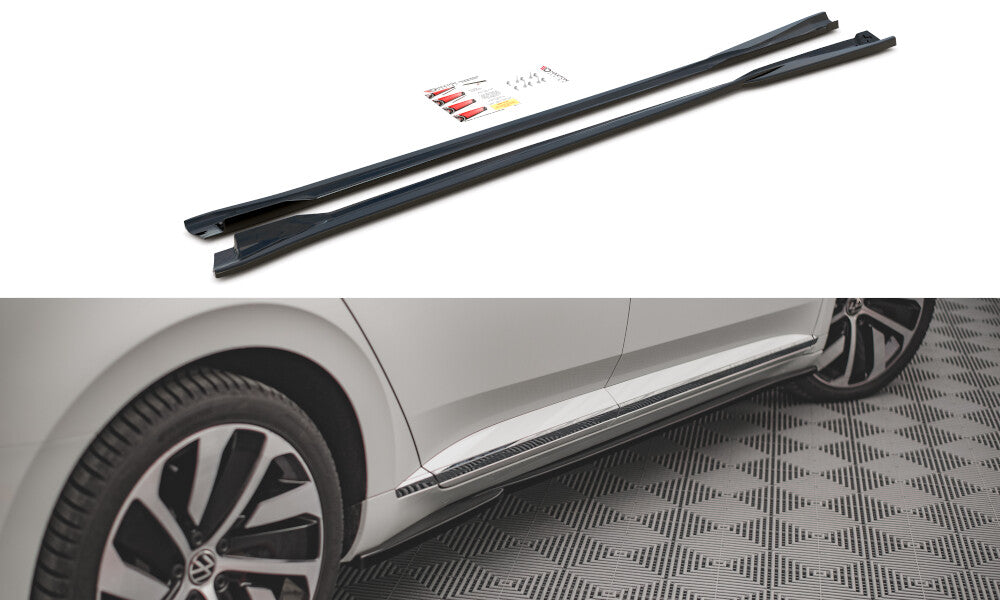 Seitenschweller Ansatz (Paar) passend für VW Arteon R/ R-Line Limousine / Shooting Brake Mk1 FL schwarz Hochglanz