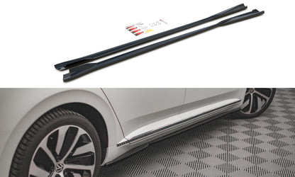 Seitenschweller Ansatz (Paar) passend für VW Arteon R/ R-Line Limousine / Shooting Brake Mk1 FL schwarz Hochglanz