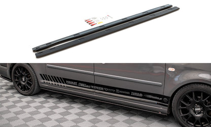Seitenschweller Ansatz (Paar) passend für VW Caddy Long Mk3 FL schwarz Hochglanz