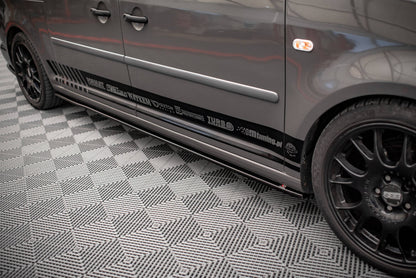 Seitenschweller Ansatz (Paar) passend für VW Caddy Long Mk3 FL schwarz Hochglanz