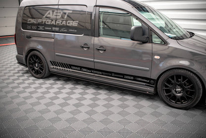 Seitenschweller Ansatz (Paar) passend für VW Caddy Long Mk3 FL schwarz Hochglanz