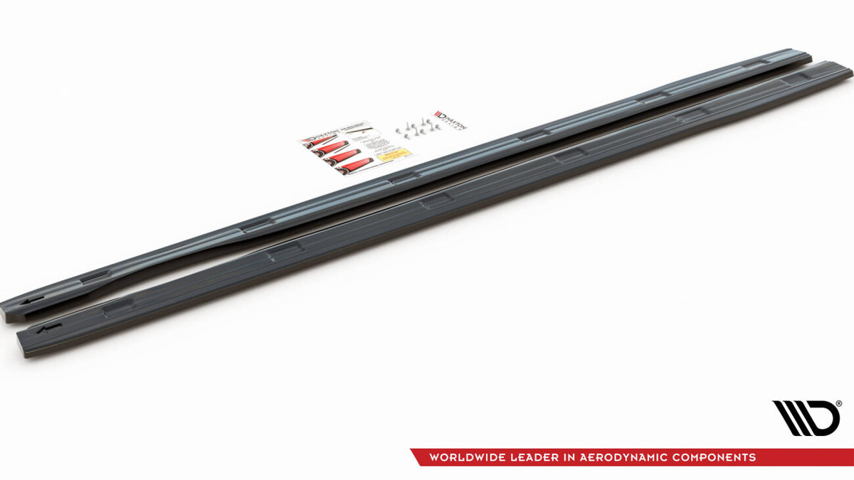 Seitenschweller Ansatz (Paar) passend für VW Caddy Long Mk3 FL schwarz Hochglanz