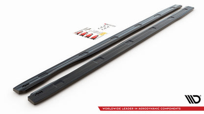 Seitenschweller Ansatz (Paar) passend für VW Caddy Long Mk3 FL schwarz Hochglanz