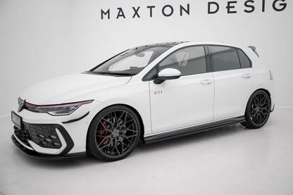Seitenschweller Ansatz (Paar) passend für VW Golf GTI / GTE / GTI Clubsport / GTD / R-Line Mk8 schwarz Hochglanz