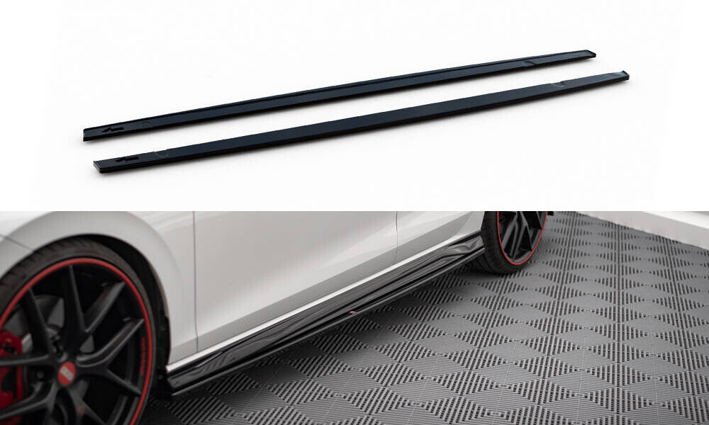 Seitenschweller Ansatz (Paar) passend für VW Golf GTI / GTE / GTI Clubsport / GTD / R-Line Mk8 schwarz Hochglanz