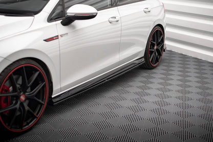 Seitenschweller Ansatz (Paar) passend für VW Golf GTI / GTE / GTI Clubsport / GTD / R-Line Mk8 schwarz Hochglanz
