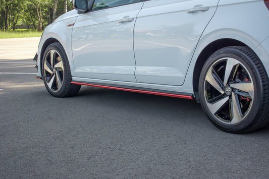 Seitenschweller Ansatz (Paar) passend für VW Polo GTI / R-line Mk6 rot Hochglanz