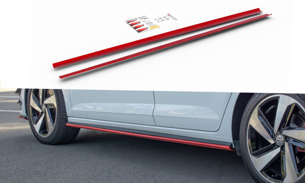 Seitenschweller Ansatz (Paar) passend für VW Polo GTI / R-line Mk6 rot Hochglanz