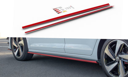 Seitenschweller Ansatz (Paar) passend für VW Polo GTI / R-line Mk6 rot Hochglanz