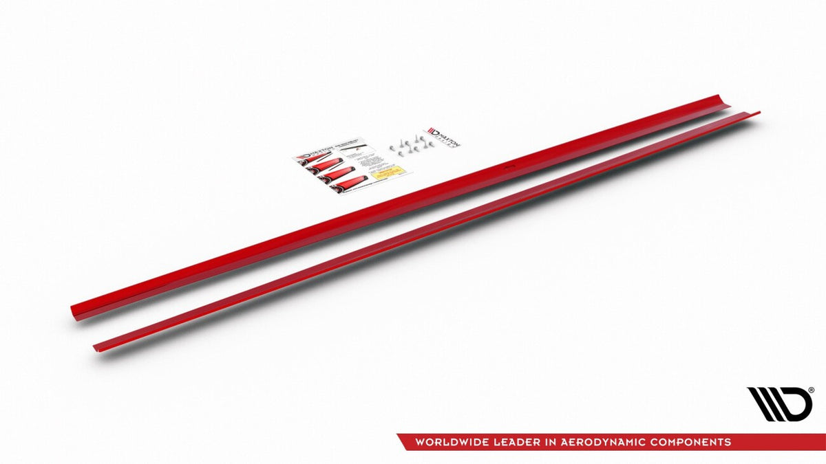 Seitenschweller Ansatz (Paar) passend für VW Polo GTI / R-line Mk6 rot Hochglanz