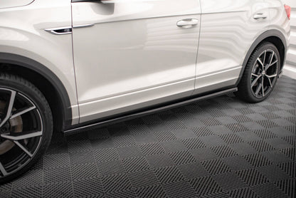 Seitenschweller Ansatz (Paar) passend für VW T-Roc R / R-Line Mk1 schwarz Hochglanz
