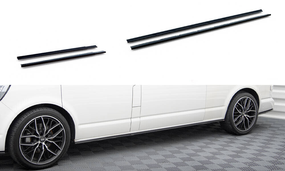 Seitenschweller Ansatz (Paar) passend für VW T6.1 Long schwarz Hochglanz