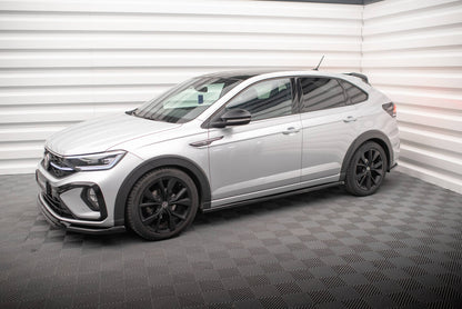 Seitenschweller Ansatz (Paar) passend für VW Taigo R-Line Mk1 schwarz Hochglanz