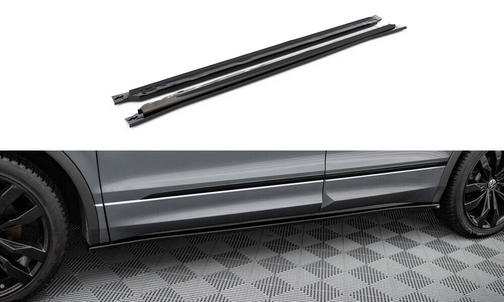 Seitenschweller Ansatz (Paar) passend für VW Tiguan Allspace Mk2 schwarz Hochglanz