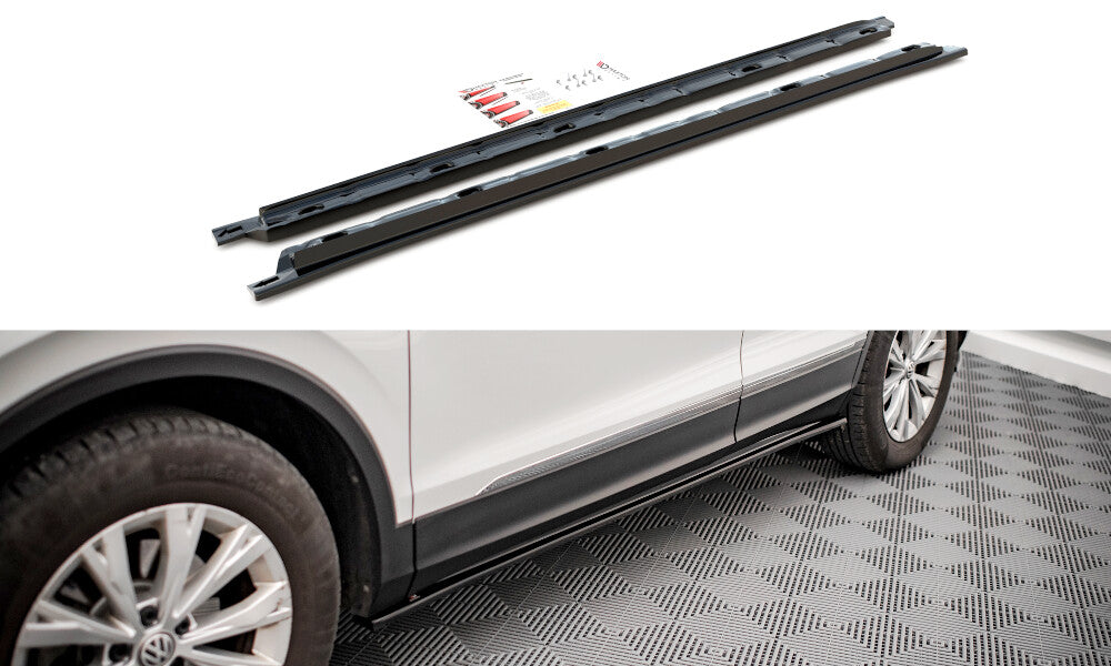 Seitenschweller Ansatz (Paar) passend für VW Tiguan Mk2 schwarz Hochglanz