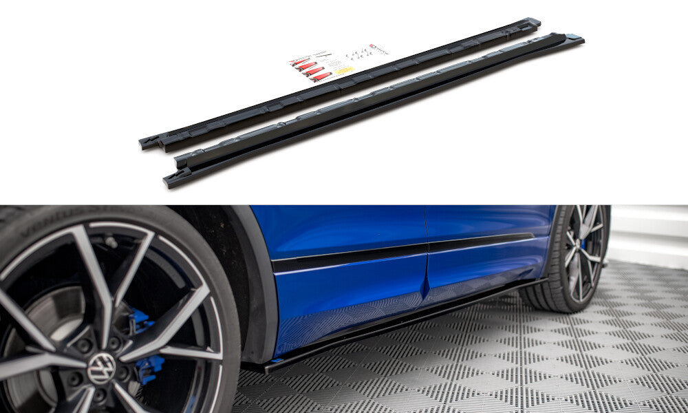 Seitenschweller Ansatz (Paar) passend für VW Tiguan R / R-Line Mk2 FL schwarz Hochglanz