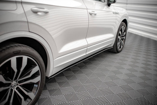 Seitenschweller Ansatz (Paar) passend für VW Touareg R-line Mk3 schwarz Hochglanz