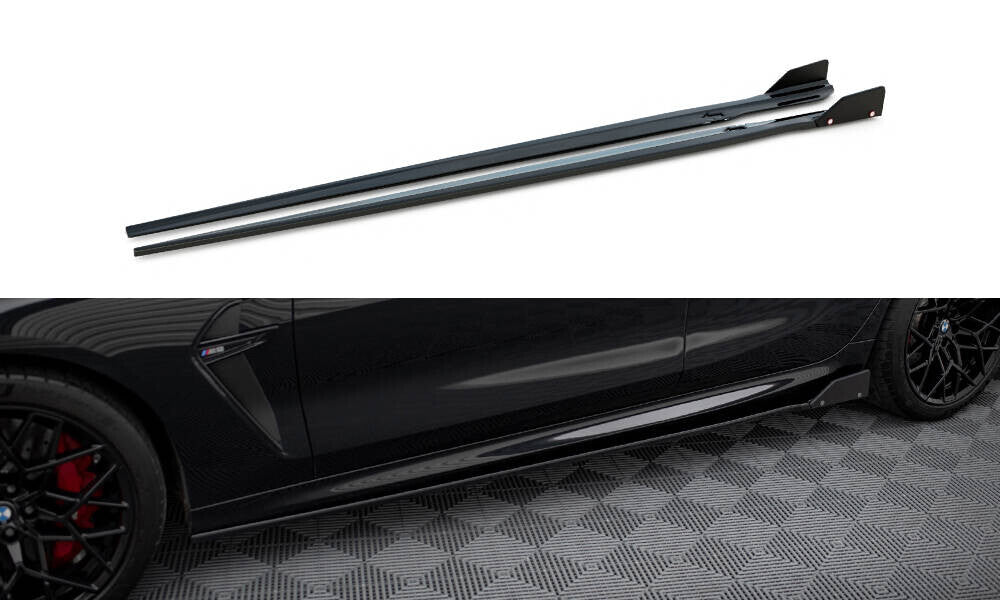 Seitenschweller Ansatz (Paar) V.1 + Flaps passend für BMW M8 Gran Coupe F93 / 8 Gran Coupe M-Paket G16