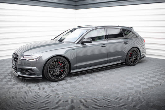 Seitenschweller Ansatz (Paar) V.1 passend für Audi A6 / A6 C7 S-line/ S6 C7 FL schwarz Hochglanz