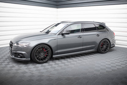Seitenschweller Ansatz (Paar) V.1 passend für Audi A6 / A6 C7 S-line/ S6 C7 FL schwarz Hochglanz