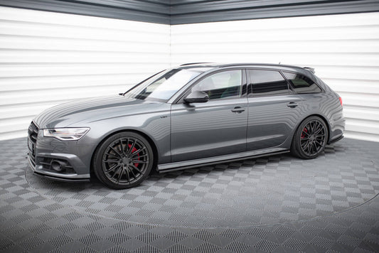Seitenschweller Ansatz (Paar) V.1 passend für Audi A6 / A6 C7 S-line/ S6 C7 FL schwarz Hochglanz