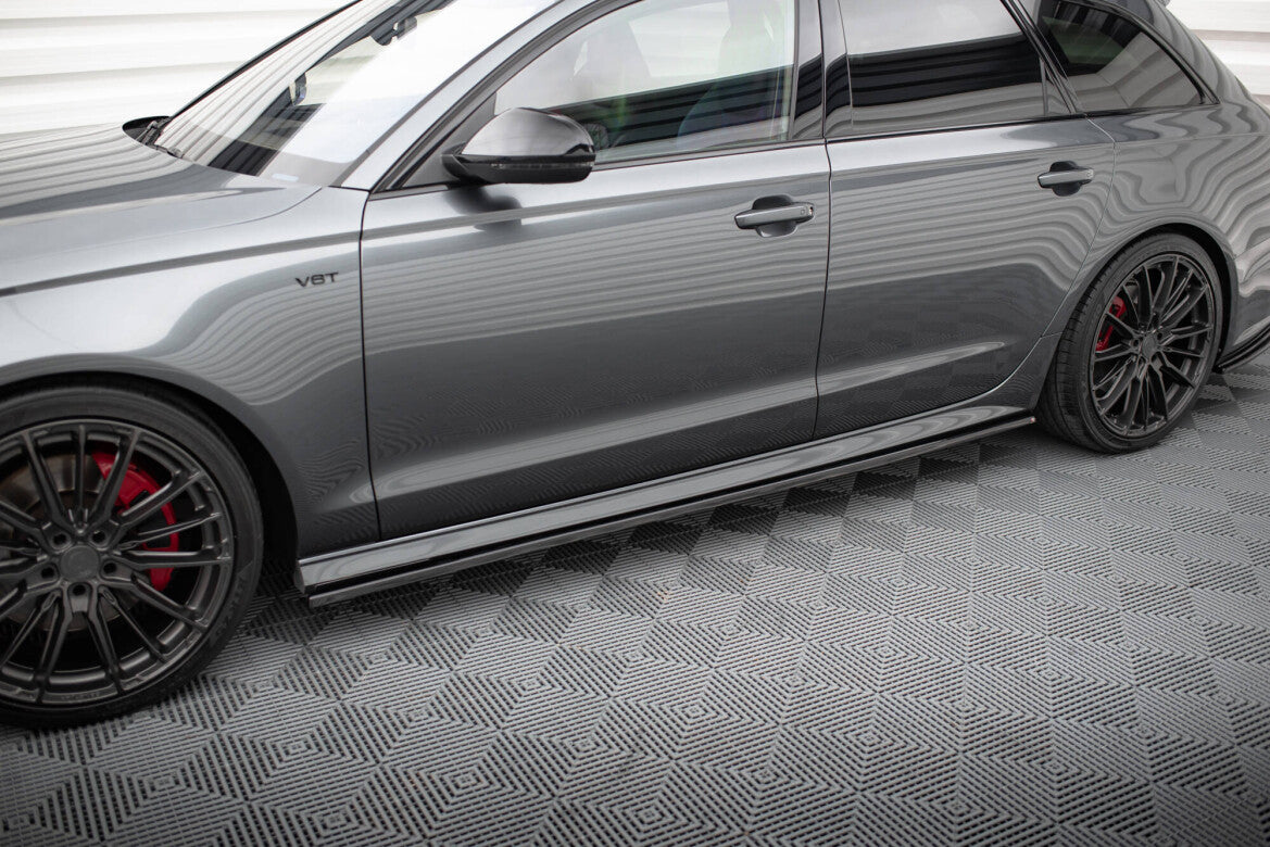 Seitenschweller Ansatz (Paar) V.1 passend für Audi A6 / A6 C7 S-line/ S6 C7 FL schwarz Hochglanz