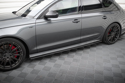 Seitenschweller Ansatz (Paar) V.1 passend für Audi A6 / A6 C7 S-line/ S6 C7 FL schwarz Hochglanz