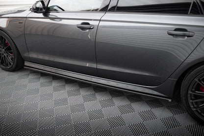 Seitenschweller Ansatz (Paar) V.1 passend für Audi A6 / A6 C7 S-line/ S6 C7 FL schwarz Hochglanz