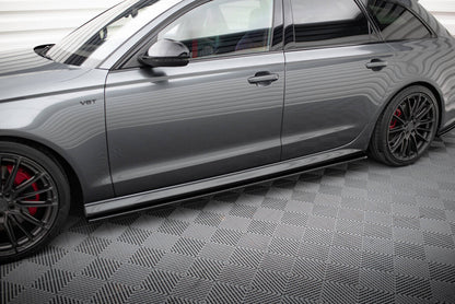 Seitenschweller Ansatz (Paar) V.1 passend für Audi A6 / A6 C7 S-line/ S6 C7 FL schwarz Hochglanz