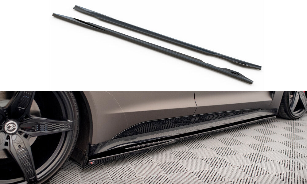 Seitenschweller Ansatz (Paar) V.1 passend für Audi e-Tron GT / RS GT Mk1 schwarz Hochglanz