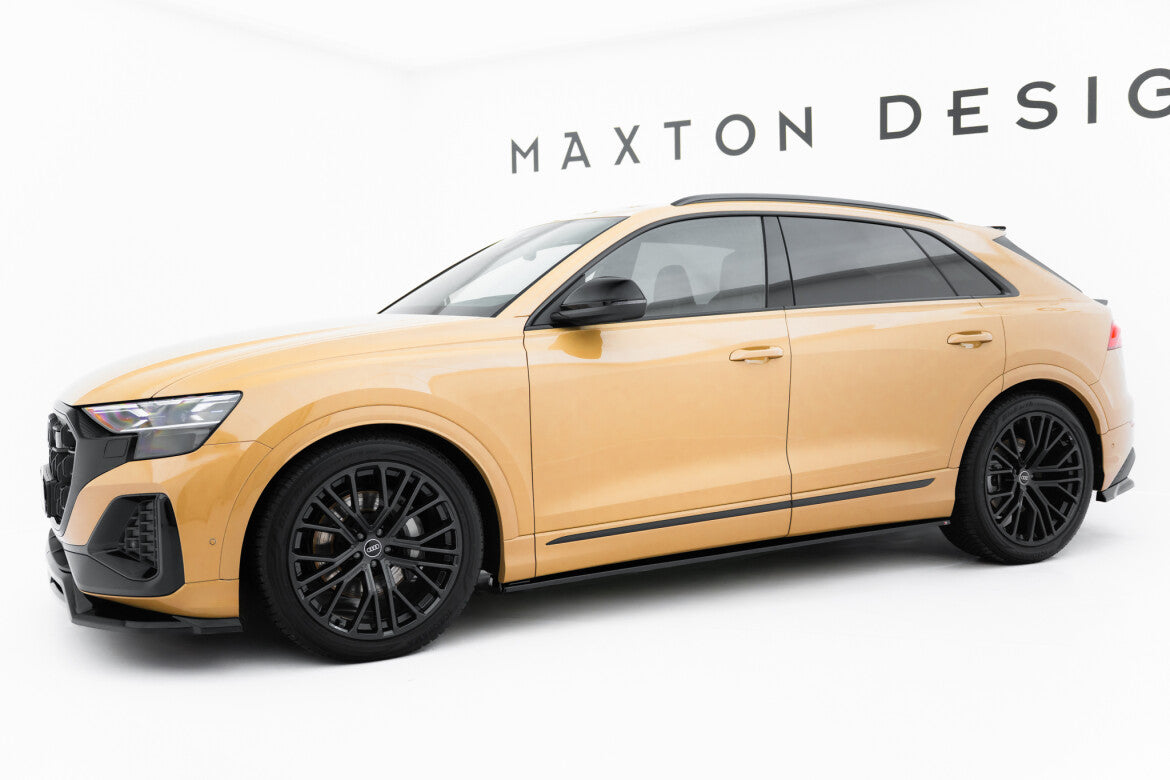 Seitenschweller Ansatz (Paar) V.1 passend für Audi Q8 S-line / SQ8 Mk1 FL schwarz Hochglanz