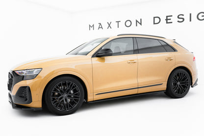 Seitenschweller Ansatz (Paar) V.1 passend für Audi Q8 S-line / SQ8 Mk1 FL schwarz Hochglanz