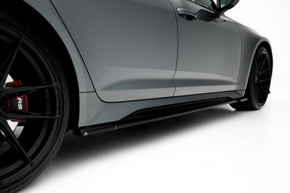 Seitenschweller Ansatz (Paar) V.1 passend für Audi RS6 C8 / C8 FL schwarz Hochglanz
