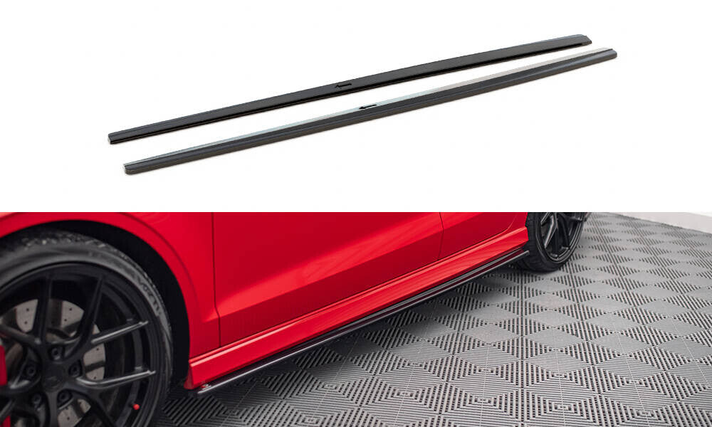 Seitenschweller Ansatz (Paar) V.1 passend für Audi S3 / A3 S-Line 8V / 8V FL Limousine schwarz Hochglanz