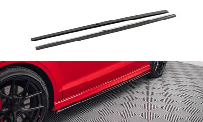 Seitenschweller Ansatz (Paar) V.1 passend für Audi S3 / A3 S-Line 8V / 8V FL Limousine schwarz Hochglanz