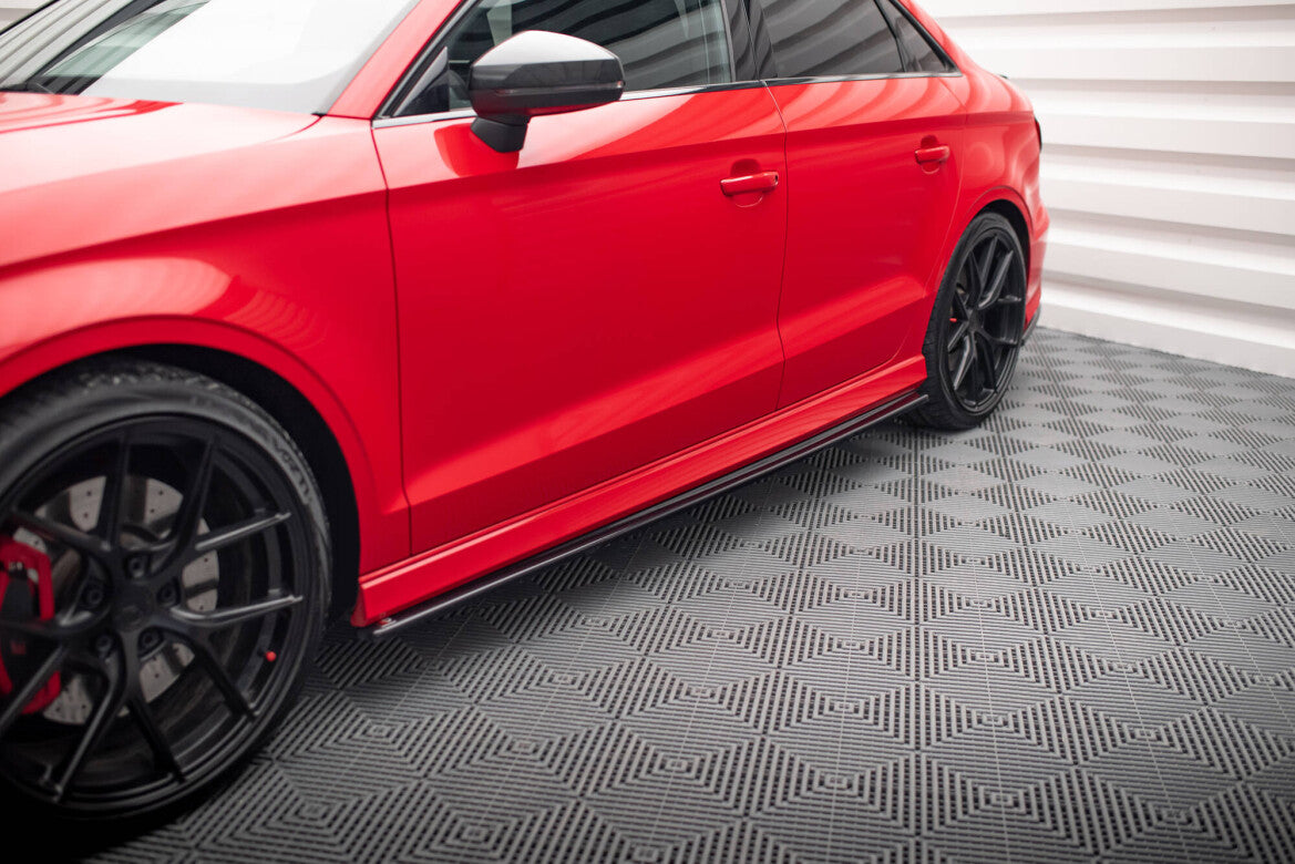 Seitenschweller Ansatz (Paar) V.1 passend für Audi S3 / A3 S-Line 8V / 8V FL Limousine schwarz Hochglanz