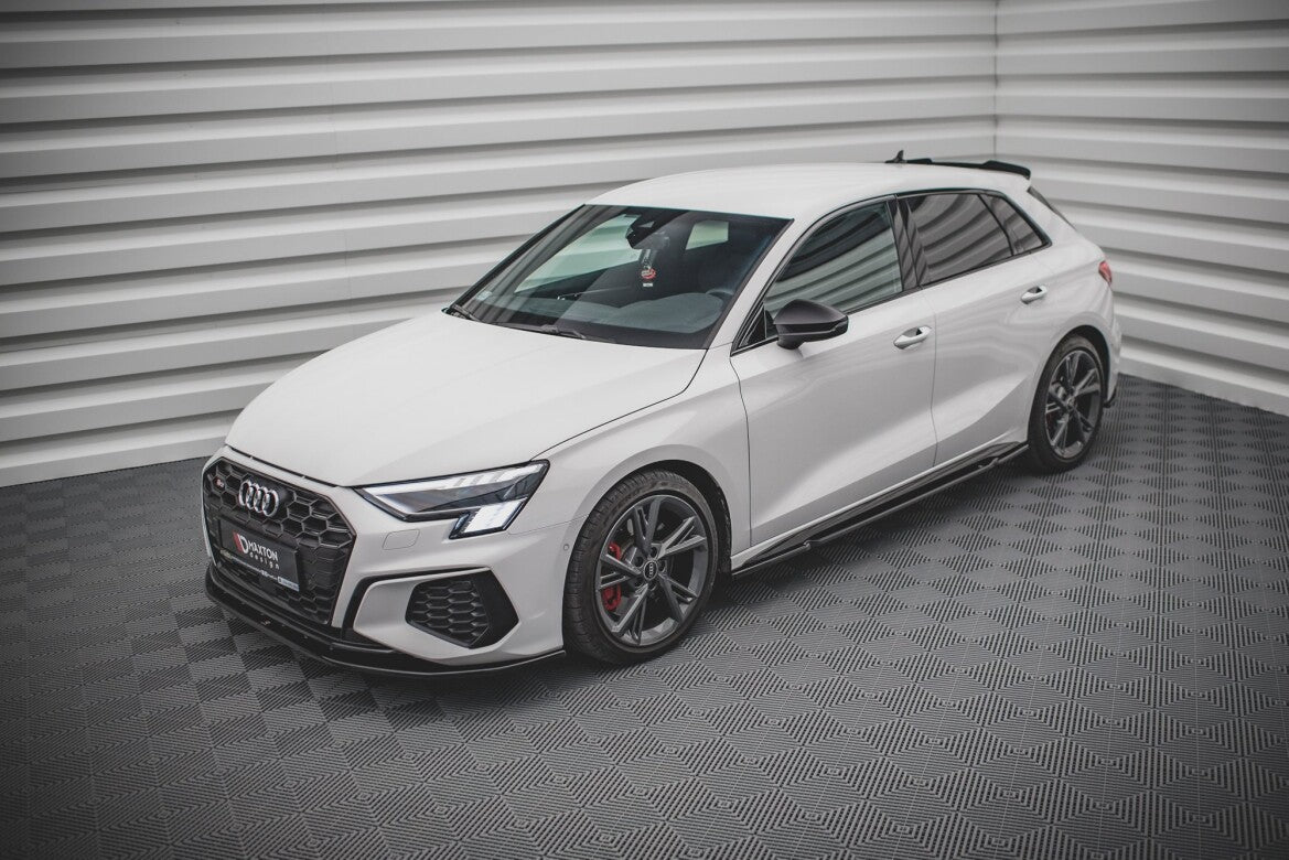 Seitenschweller Ansatz (Paar) V.1 passend für Audi S3 / A3 S-Line Sportback / Limousine 8Y / 8Y FL schwarz Hochglanz