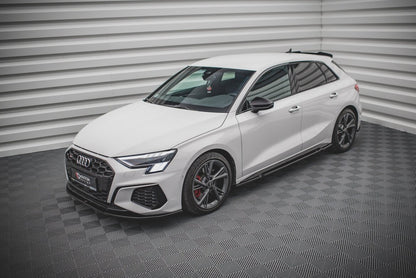Seitenschweller Ansatz (Paar) V.1 passend für Audi S3 / A3 S-Line Sportback / Limousine 8Y / 8Y FL schwarz Hochglanz