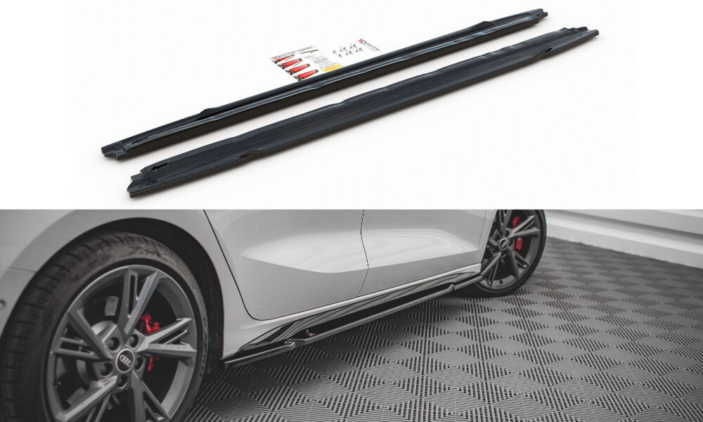 Seitenschweller Ansatz (Paar) V.1 passend für Audi S3 / A3 S-Line Sportback / Limousine 8Y / 8Y FL schwarz Hochglanz