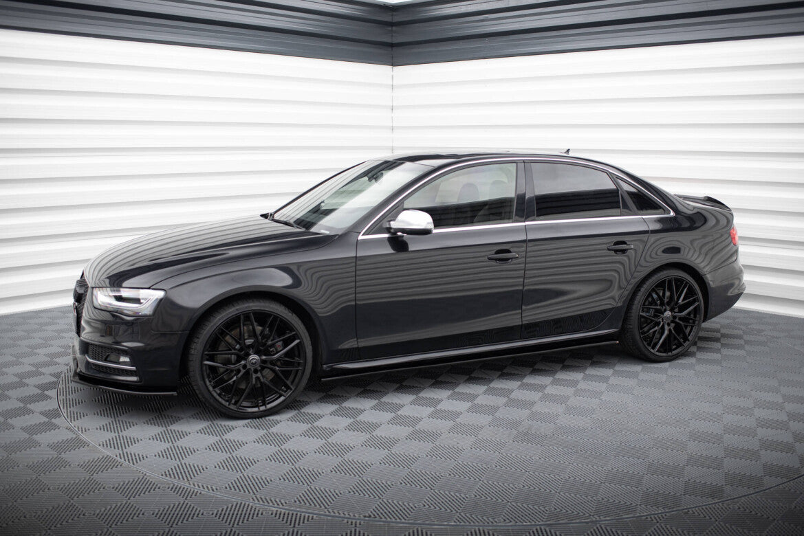 Seitenschweller Ansatz (Paar) V.1 passend für Audi S4 / A4 / A4 S-Line Limousine / Avant B8 / B8 FL schwarz Hochglanz