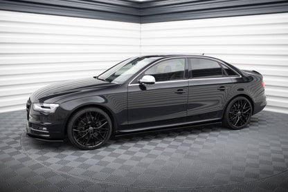 Seitenschweller Ansatz (Paar) V.1 passend für Audi S4 / A4 / A4 S-Line Limousine / Avant B8 / B8 FL schwarz Hochglanz